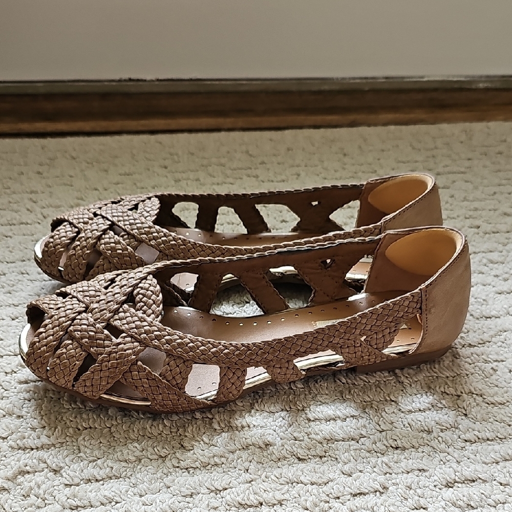 Steve Madden peep toe woven leather ballet flats